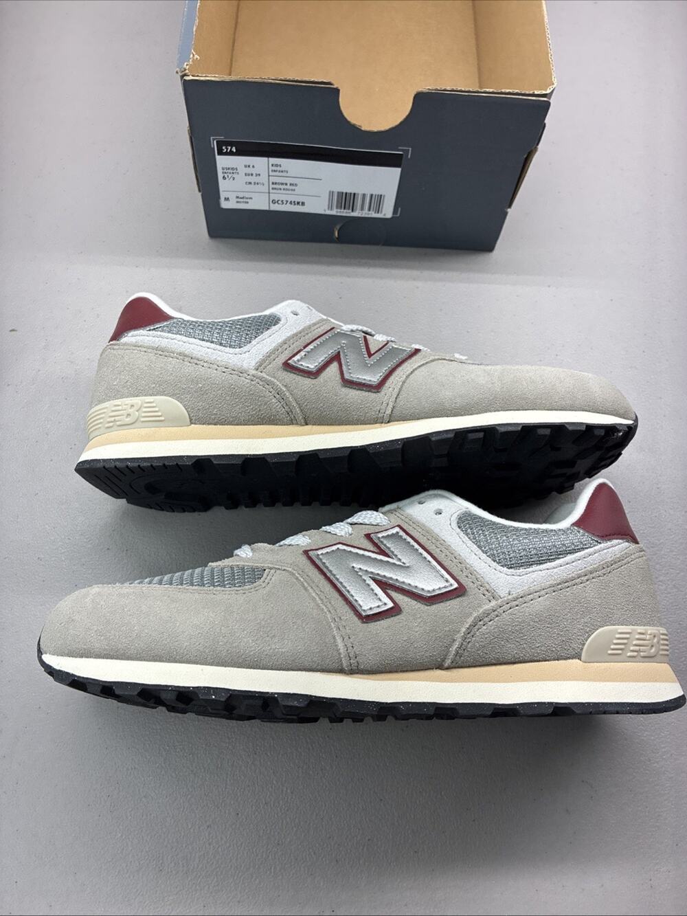 New Balance 574 Sneaker - Youth US 6.5 M - Women US 8 - Brown/Red/Gray GC574SKB